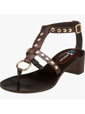 daniblack Milly Leather Brass ring Strappy Sandal